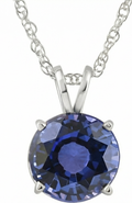 Bliss Diamond 3.50Ct Round Blue Sapphire Solitaire Pendant 14k Gold Necklace Lab Grown 9MM