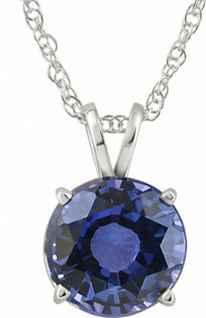 Bliss Diamond 3.50Ct Round Blue Sapphire Solitaire Pendant 14k Gold Necklace Lab Grown 9MM