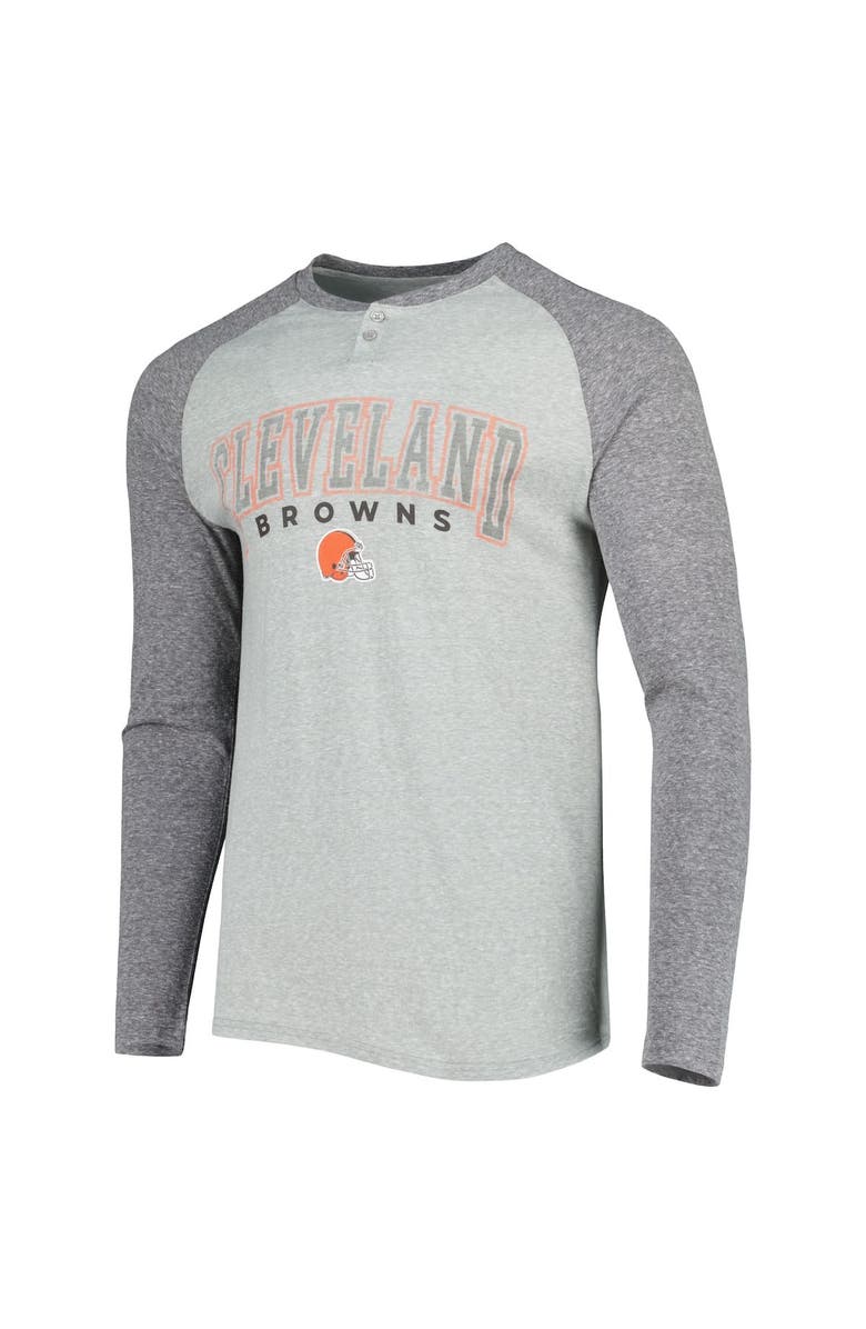 CONCEPTS SPORT Men's Concepts Sport Heather Gray Cleveland Browns Ledger Raglan Long Sleeve Henley T-Shirt, Alternate, color, 