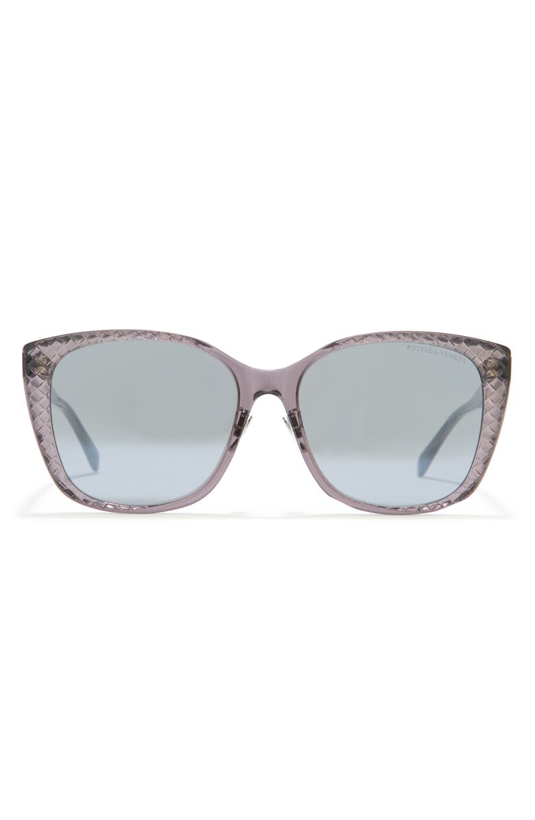 Bottega Veneta 56mm Square Sunglasses, Main, color, Grey Silver