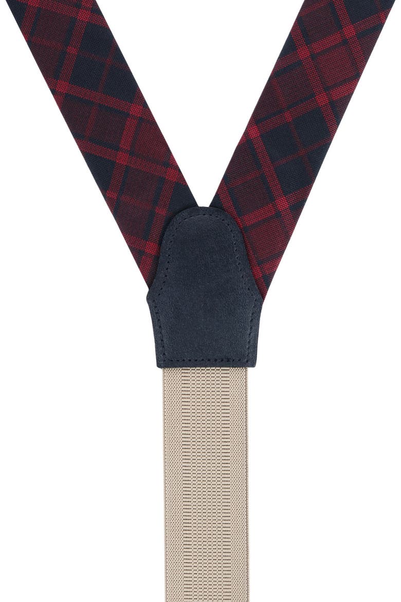 Kincade Red & Blackwatch Plaid Silk Suspenders, Alternate, color, RED PLAID