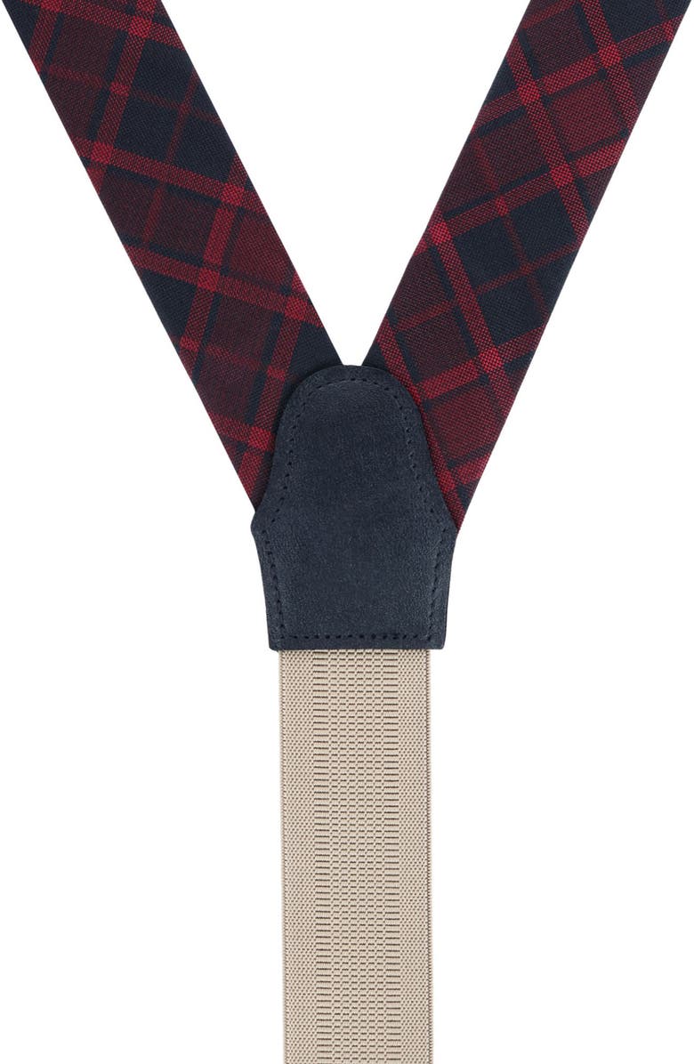 Trafalgar Kincade Red & Blackwatch Plaid Silk Suspenders, Alternate, color, Red Plaid