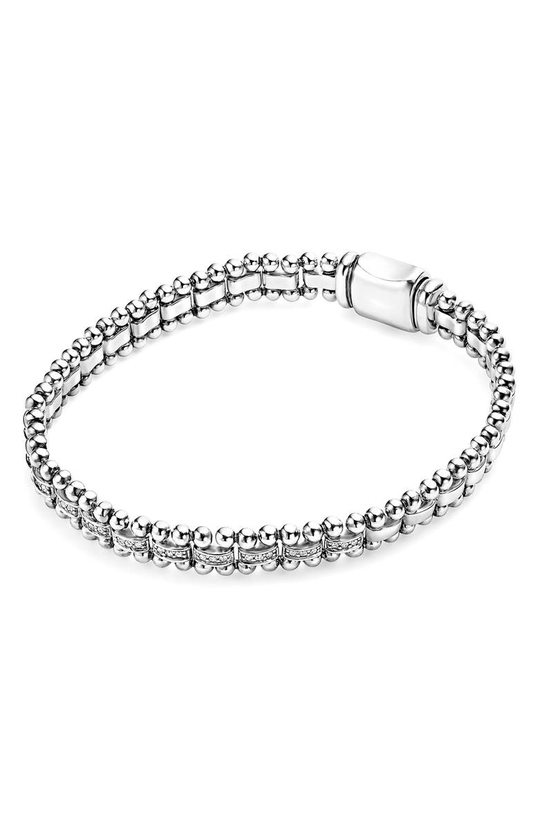LAGOS Caviar Spark Diamond Link Bracelet, Alternate, color, Silver/ Diamond