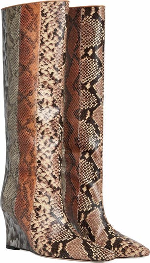 Embossed Leather Wedge Boot