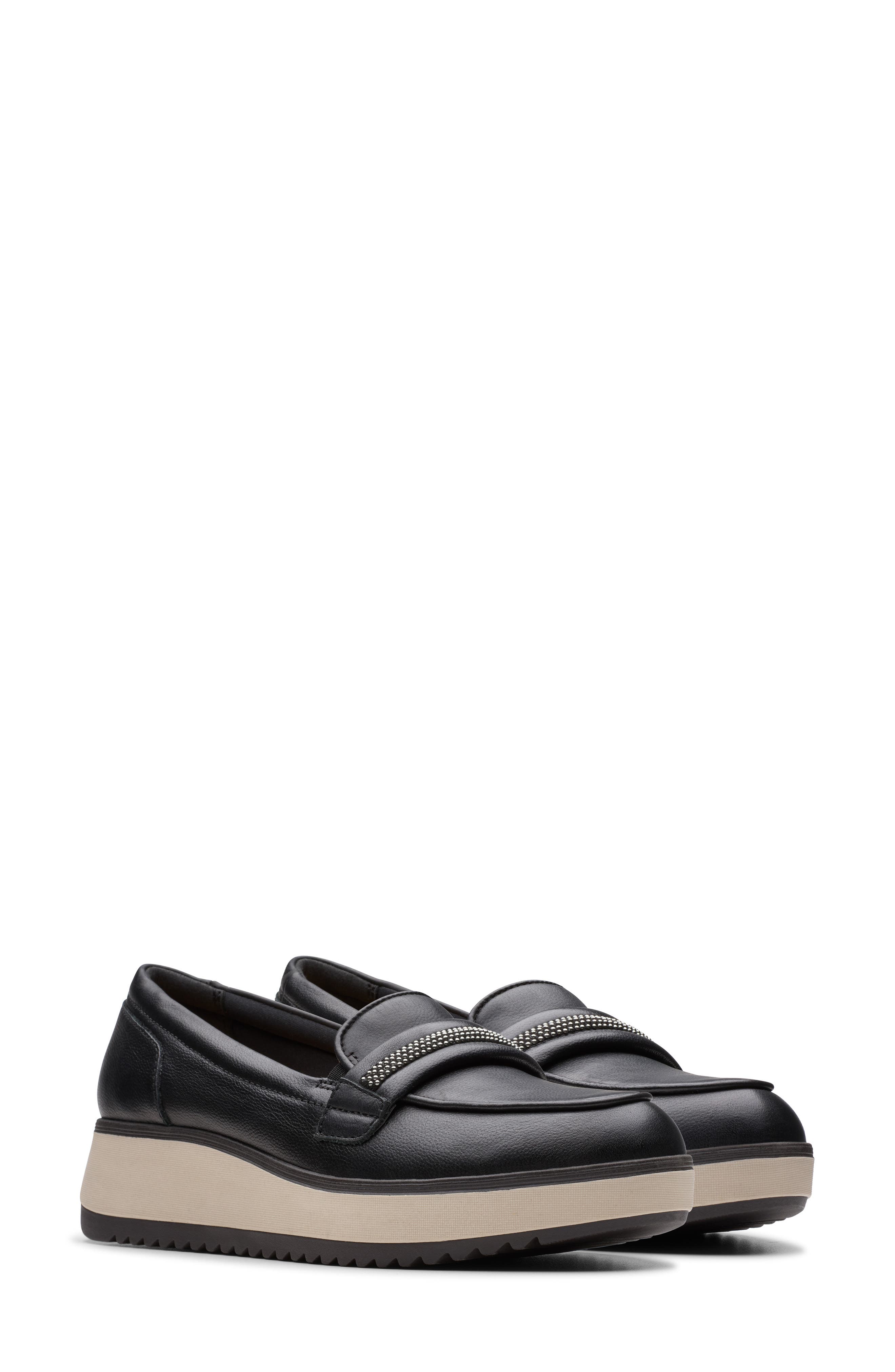Clarks<sup>®</sup> Zylah Shine Loafer, Alternate, color, Black Leather