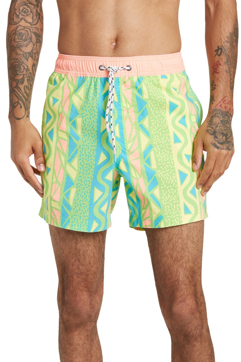 Maui Wowie Printed Swim Trunks, Main, color, LIME