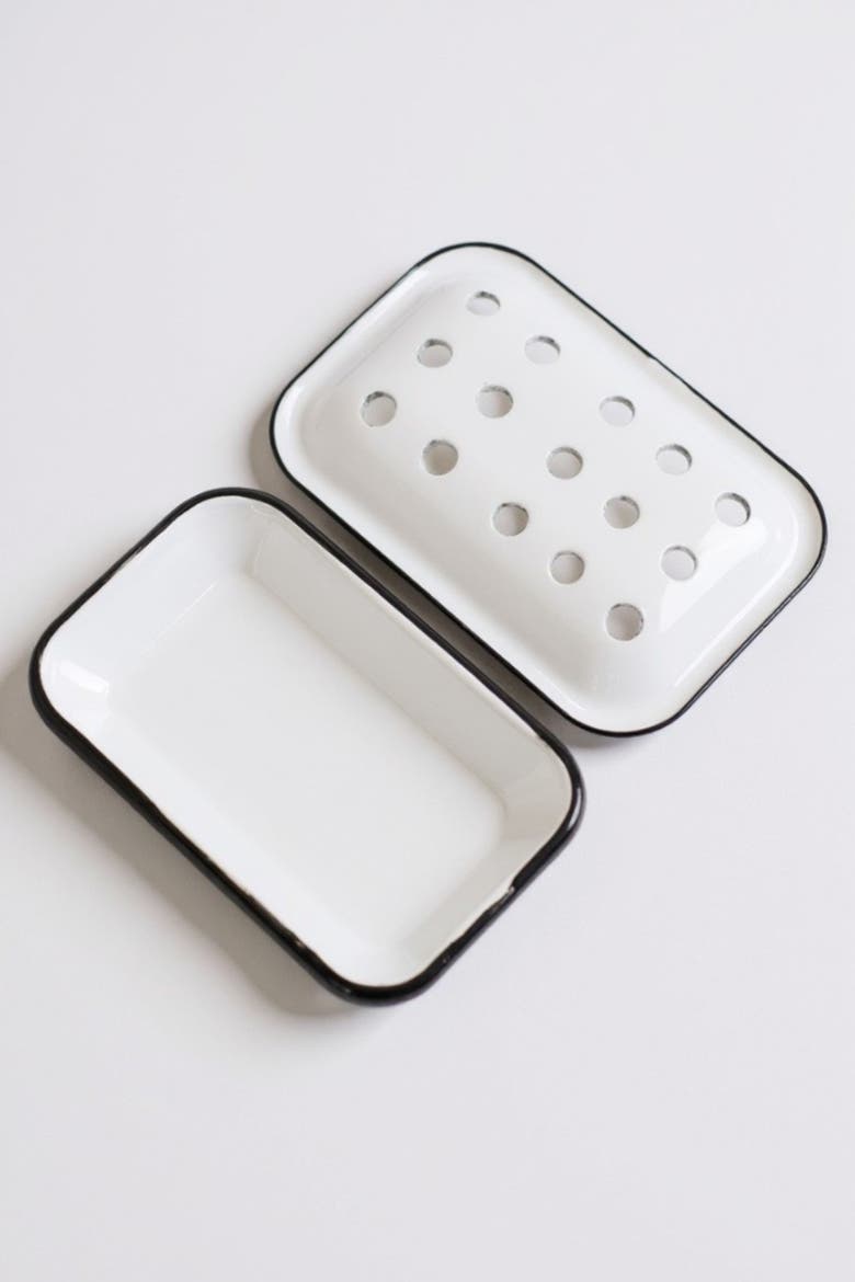 Enamel Soap Dish, Alternate, color, White