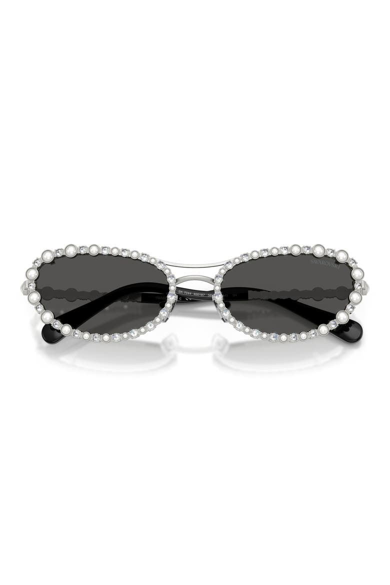 56mm Oval Sunglasses, Alternate, color, SILVER / DARK GREY