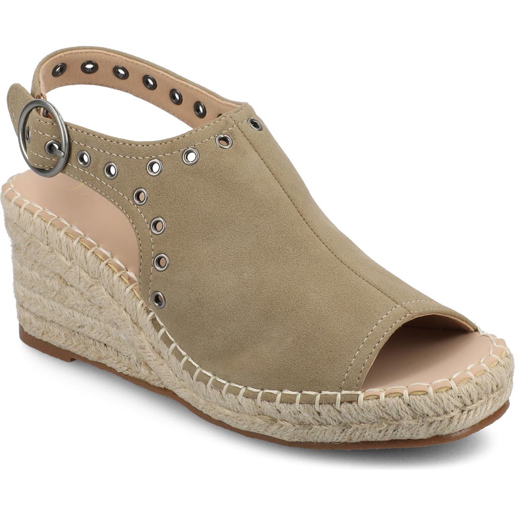 Journee Collection Crisie Espadrille Wedge Sandal In Taupe