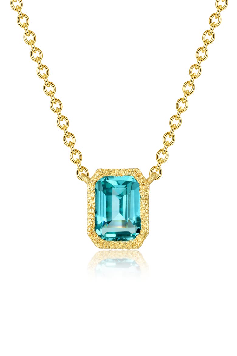 Fancy Lab Created Sapphire Pendant Necklace, Main, color, BLUE