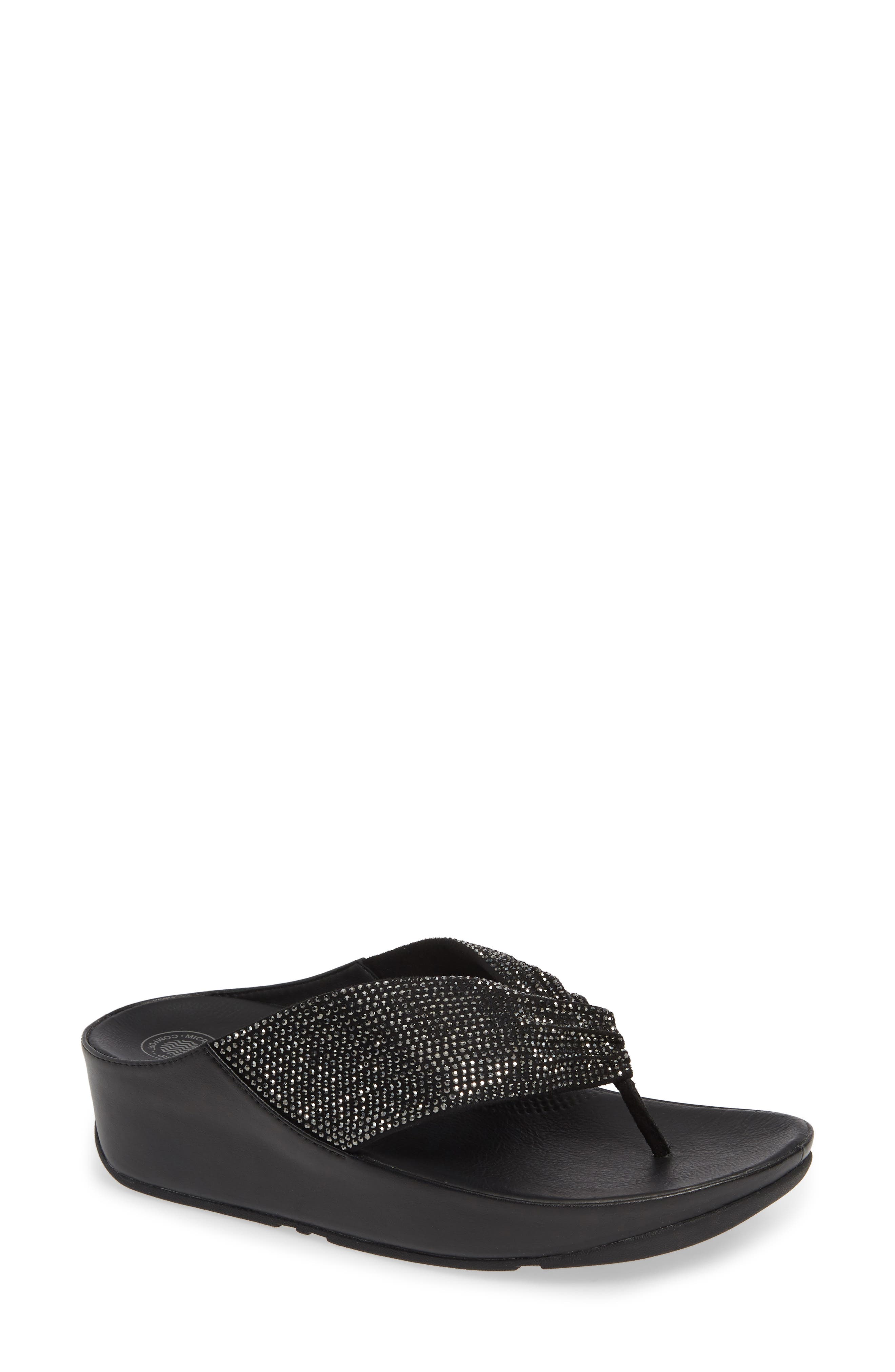 FitFlop Twiss Crystal Flip Flop, Main, color, Black