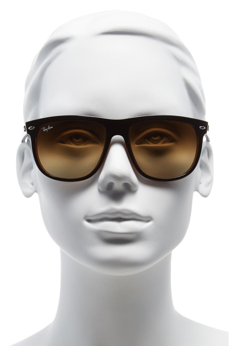 'Boyfriend Flat Top Frame' 56mm Sunglasses, Alternate, color, BLACK/BROWN