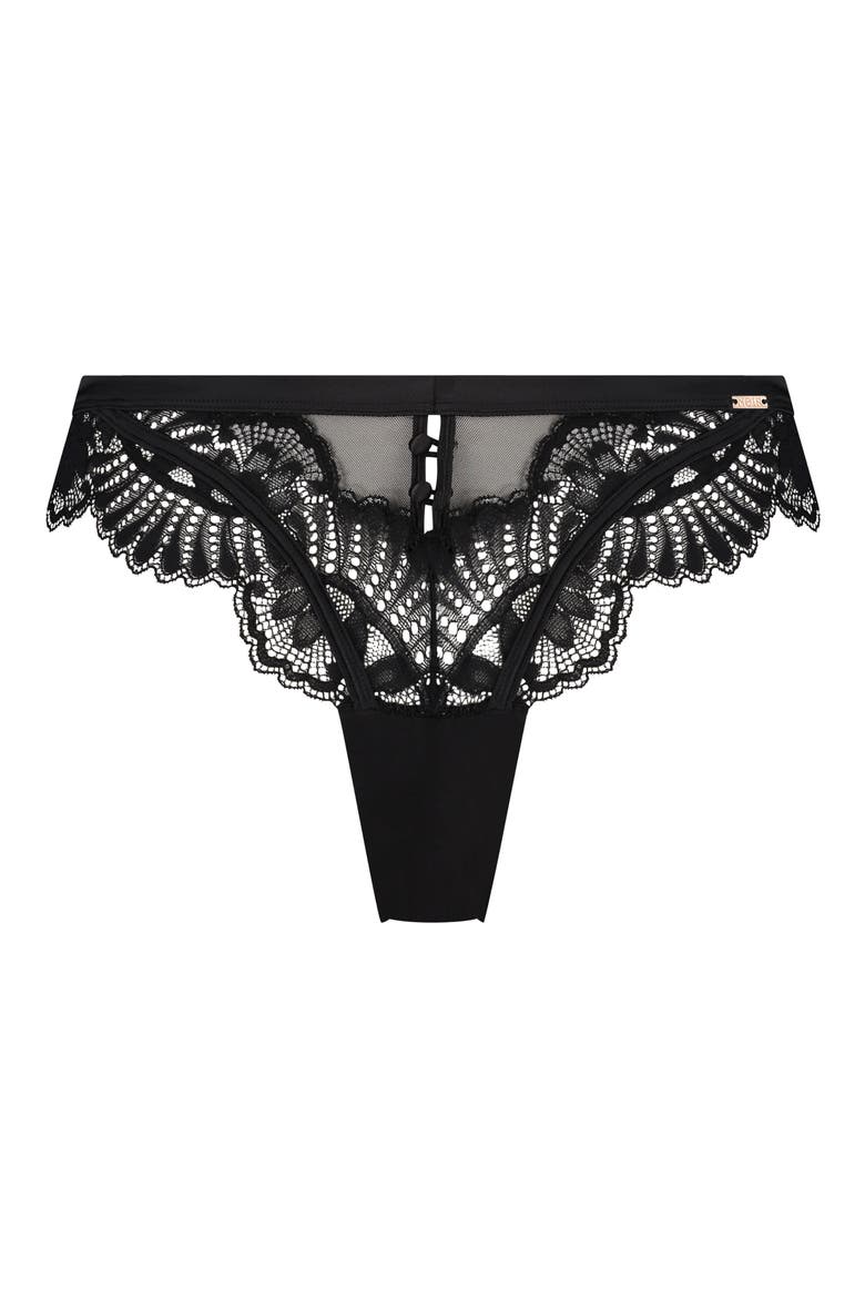 Amelia Lace & Mesh Thong, Alternate, color, CAVIAR