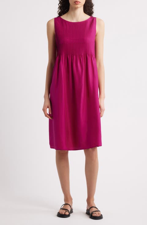 Pleated Silk Dress (Regular & Petite)