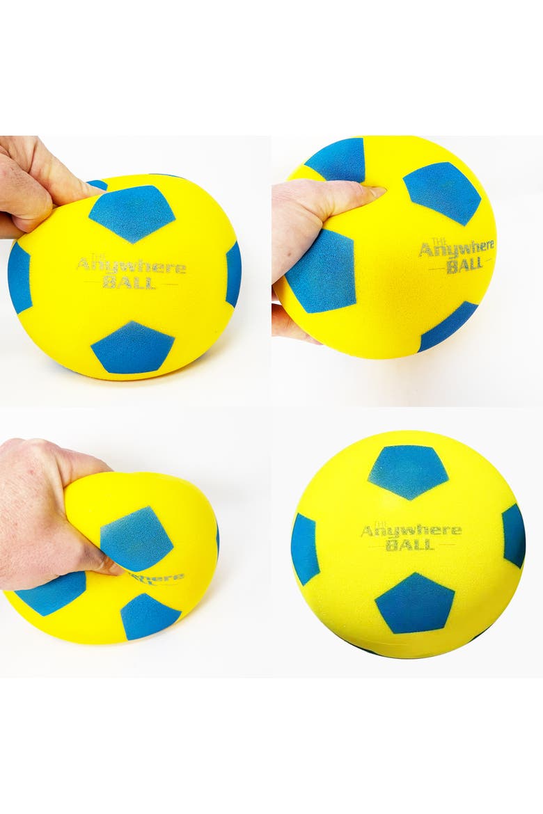 Silent Soccer Ball 8" Yellow& Blue Squishy Foam Ball, Size 4, Alternate, color, Multicolored
