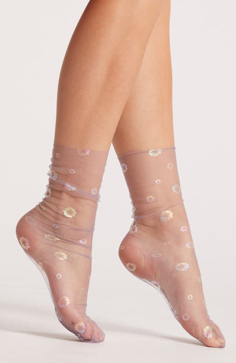 Hologram Daphne Tulle Crew Socks