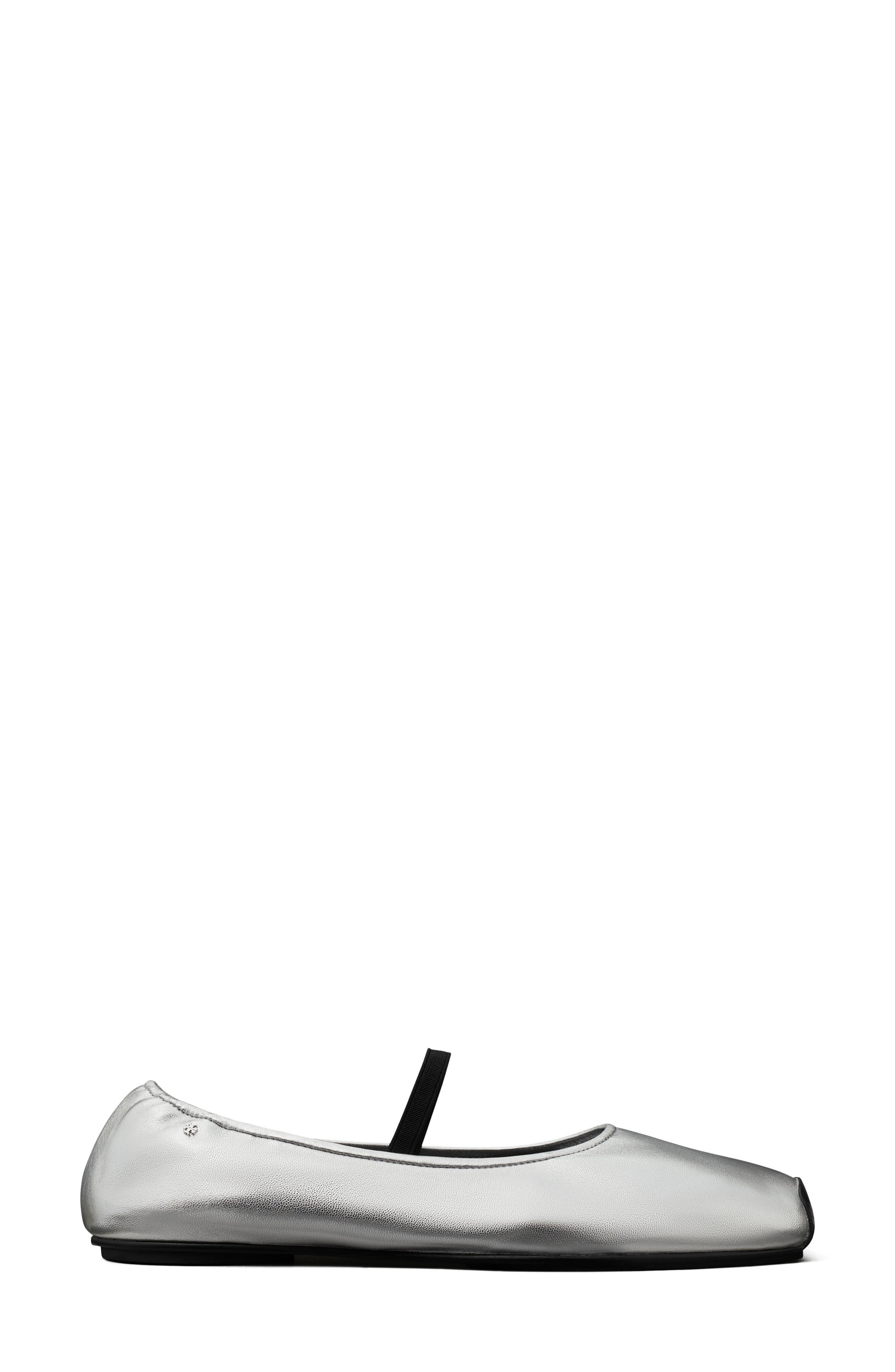 Runway Ballet Flat, Alternate, color, SILVER / PERFECT BLACK