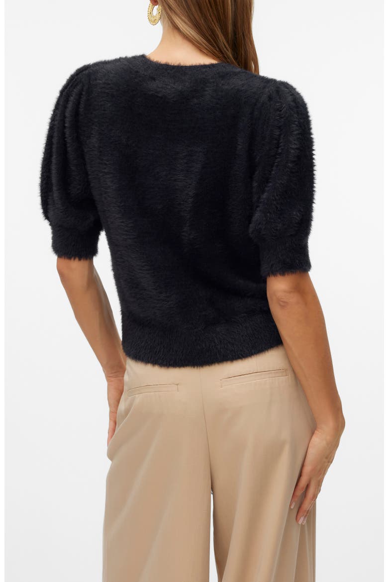 Alina Fuzzy Elbow Sleeve Sweater, Alternate, color, BLACK