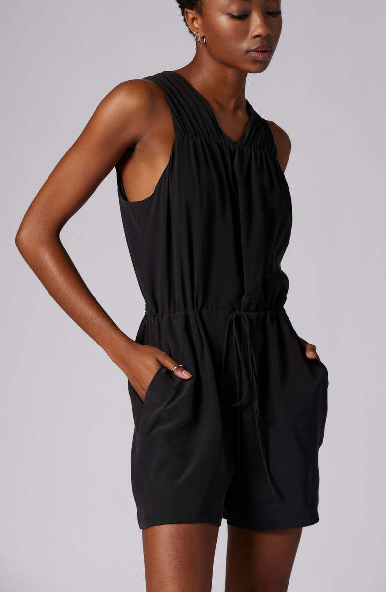 Equipment Lamara Sleeveless Silk Romper, Alternate, color, True Black