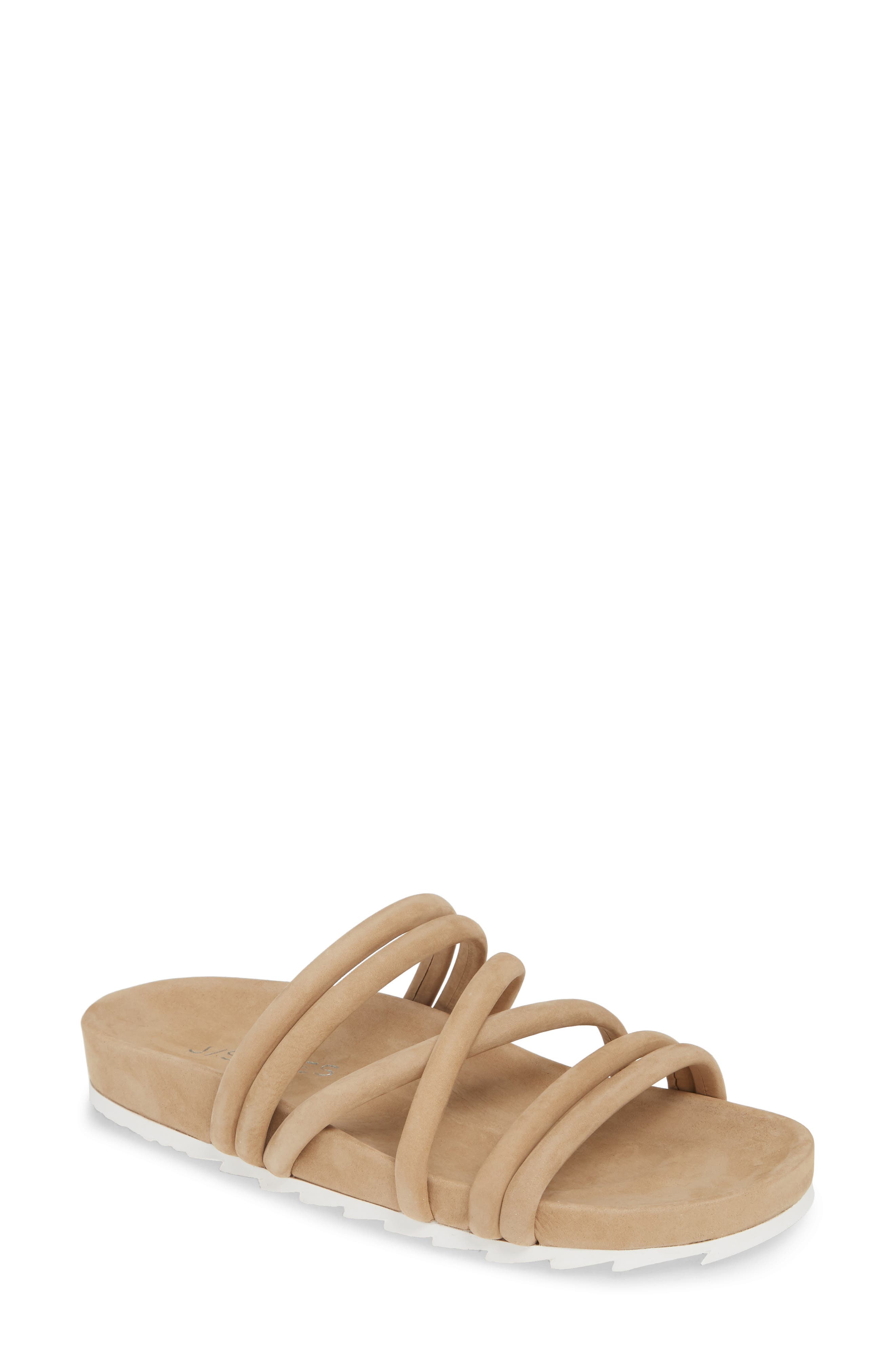 Tess Strappy Slide Sandal, Main, color, SAND NUBUCK LEATHER