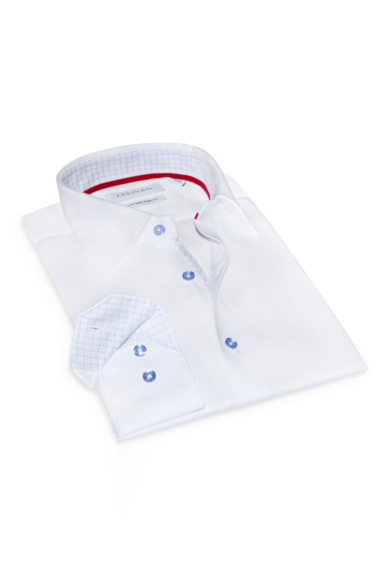 Contemporary Fit Solid Cotton Dress Shirt, Main, color, LT BLUE