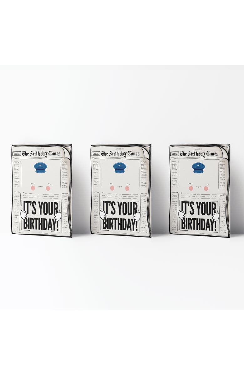 Ramus & Co Happy Birthday Greeting Card Pack (3ct) "It's Your Birthday Newspaper", Main, color, Multi-Pack