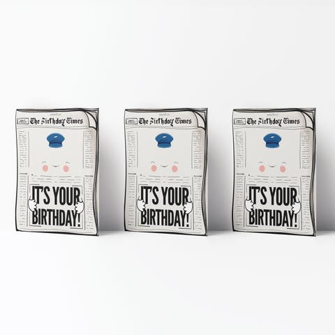 Happy Birthday Greeting Card Pack (3ct) "It's Your Birthday Newspaper"