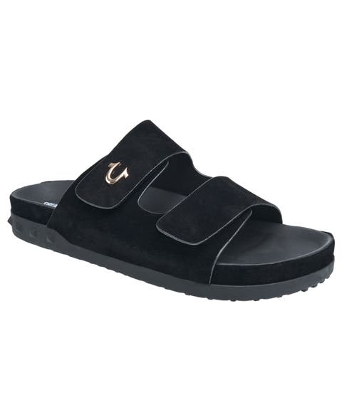 Sean Double Strap Metal Logo Sandal