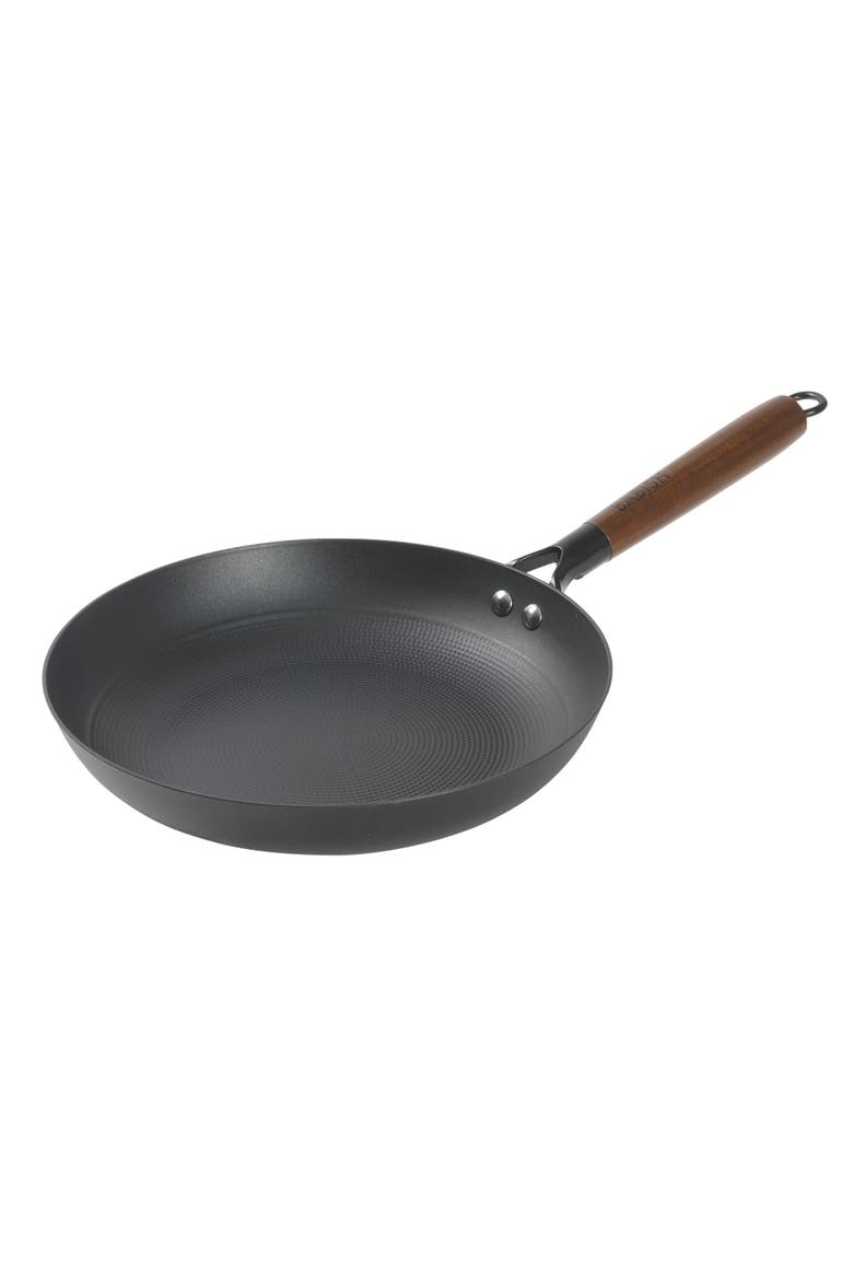 Pre-Seasoned Honeycomb Cast Iron Skillet with Wooden Handle, Alternate, color, Black