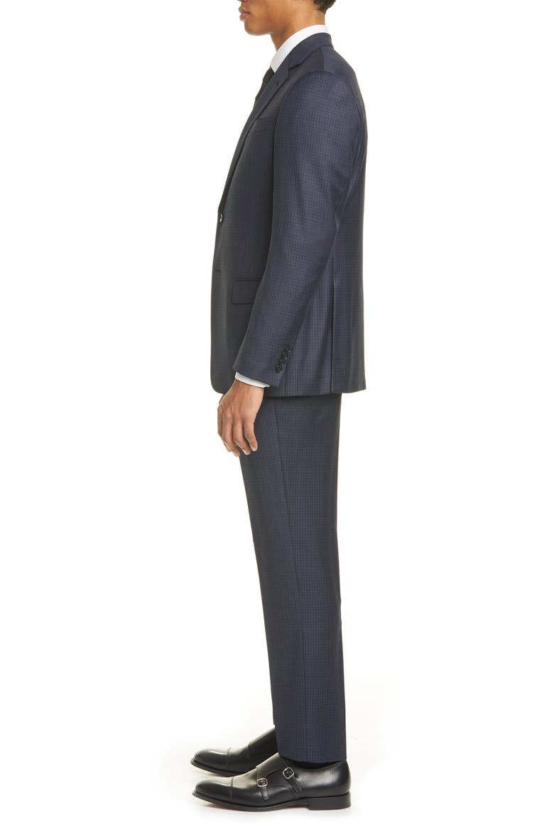 G Line Trim Fit Check Wool Suit, Alternate, color, NAVY