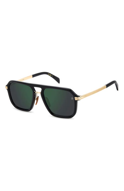 David Beckham Eyewear 56mm Navigator Sunglasses In Black Gold/green Sp