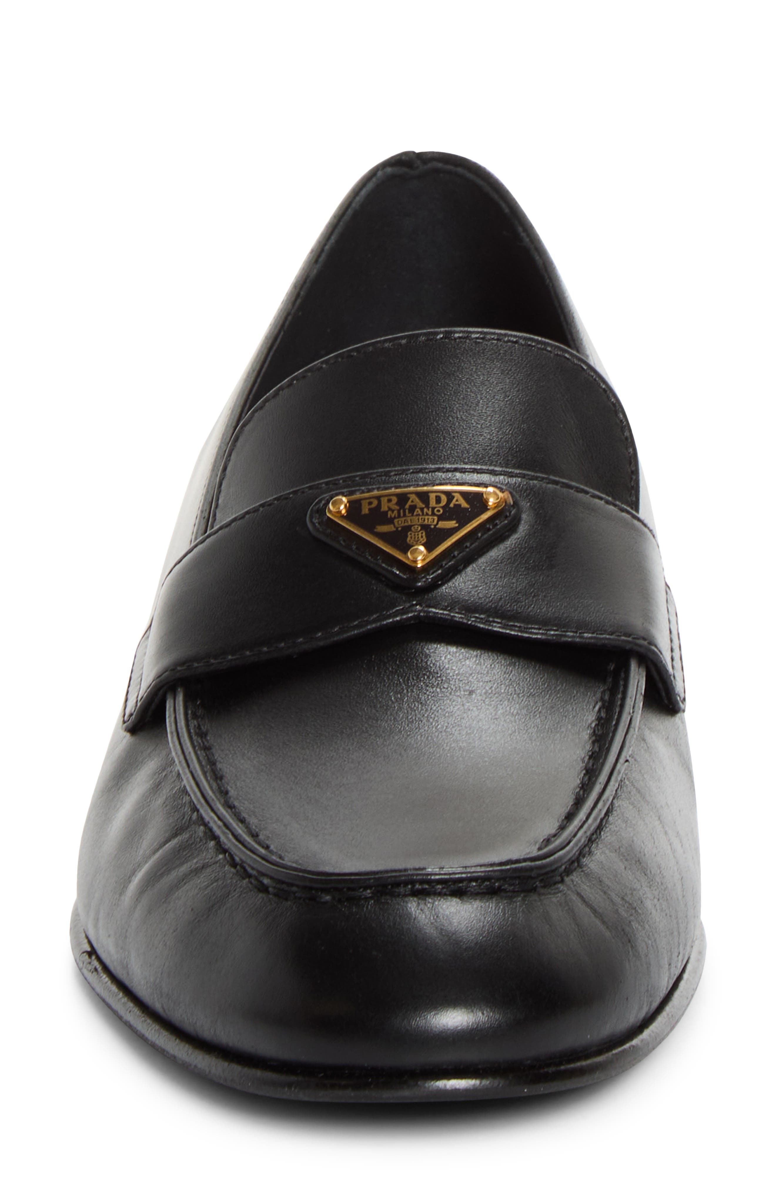 Logo Leather Loafer, Alternate, color, NERO