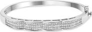 Haus of Brilliance 14K White Gold 3 1/3 Cttw Invisible Princess Diamond Wave Bangle Bracelet