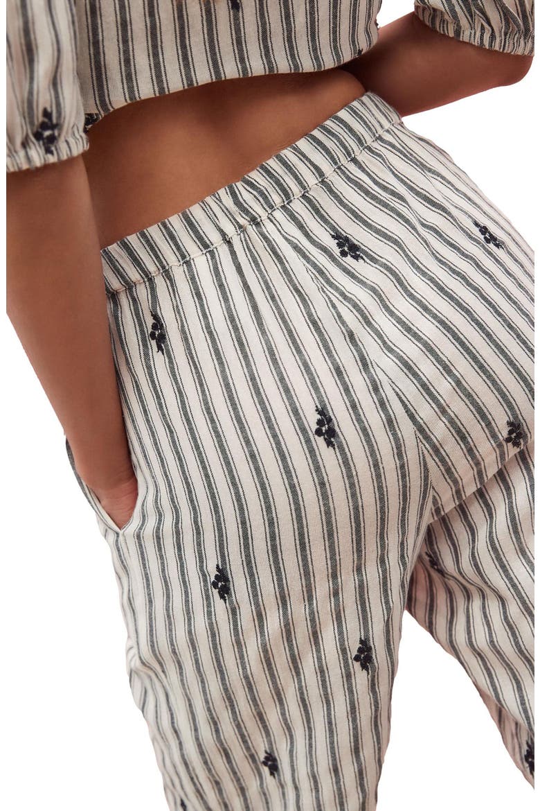 Embroidered Cotton Blend Drawstring Pants, Alternate, color, WHITE
