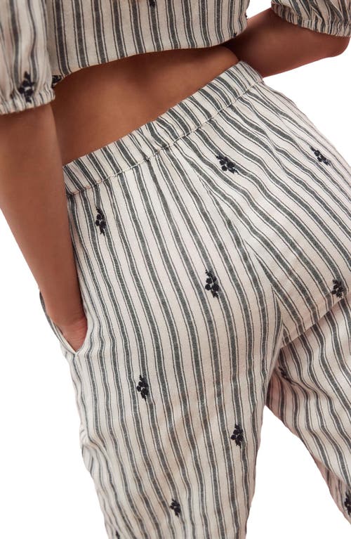NEXT NEXT EMBROIDERED COTTON BLEND DRAWSTRING PANTS 