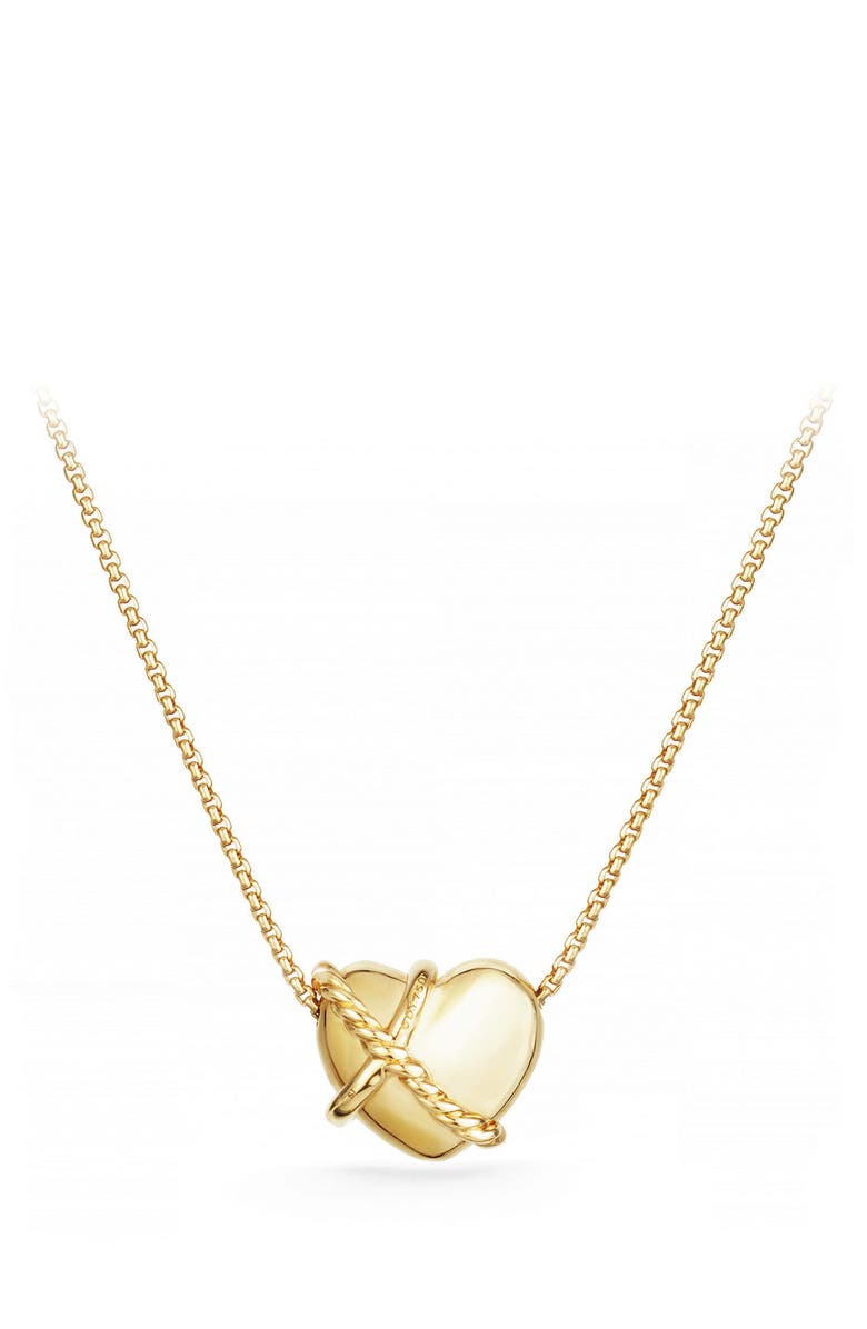 David Yurman Heart Pendant Necklace in 18K Gold with Diamonds, Alternate, color, 