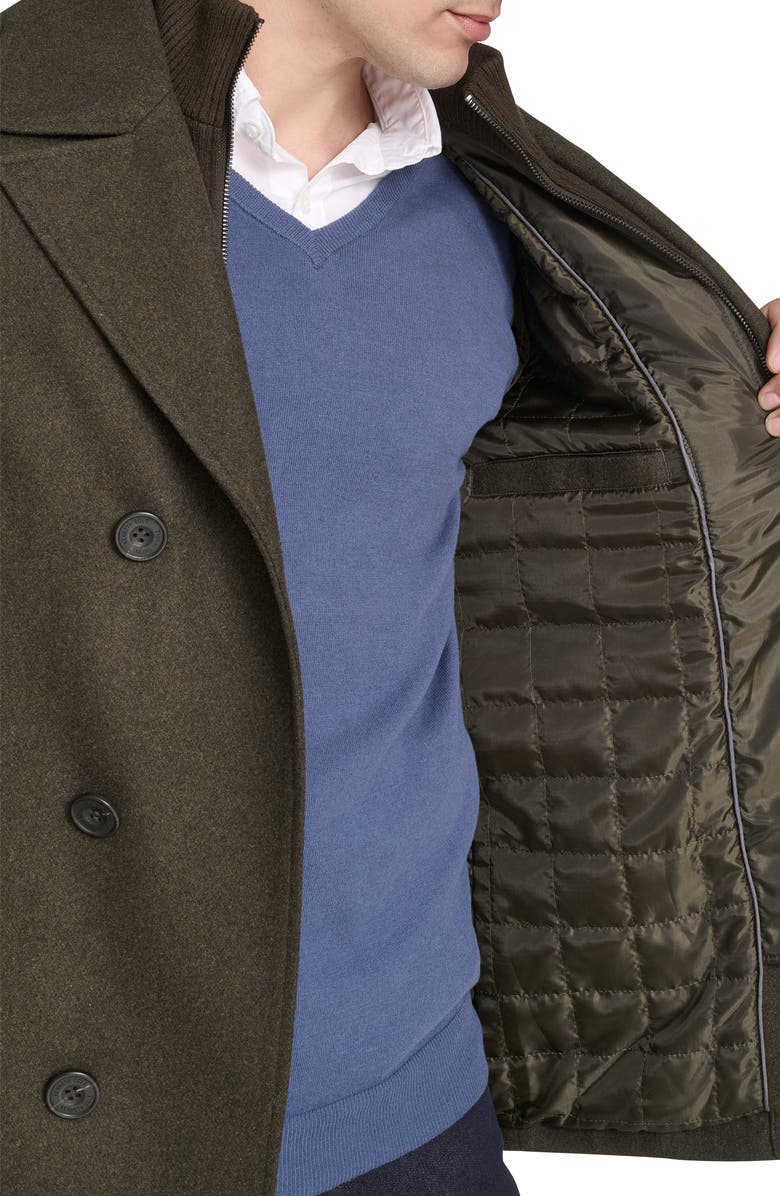 Kenneth Cole New York Classic Wool Peacoat, Alternate, color, Dark Olive