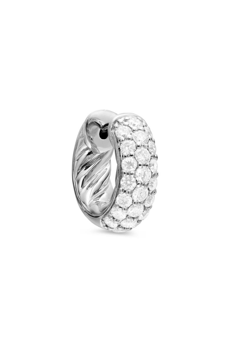 Sculpted Cable Micro Pavé Hoop Earrings in Sterling Silver, Alternate, color, STERLING SILVER/ DIAMOND