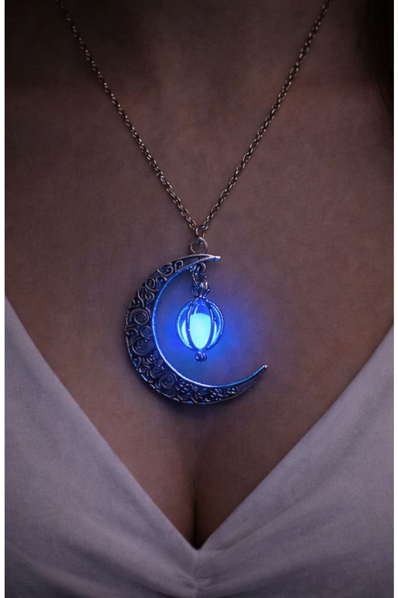 Moon Glow Pendant Necklace, Alternate, color, BLUE