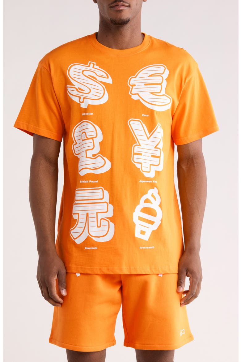 Currency Graphic T-Shirt, Main, color, BRIGHT MARIGOLD