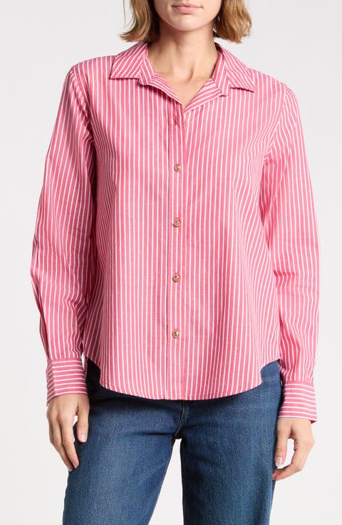 Bentley Stripe Long Sleeve Cotton Button-Up Shirt
