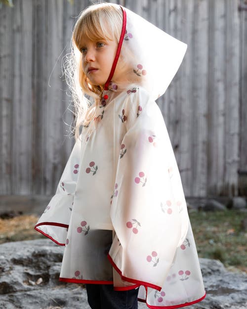DEUX PAR DEUX DEUX PAR DEUX LITTLE GIRL'S RED CHERRY PRINTED RAIN CAPE