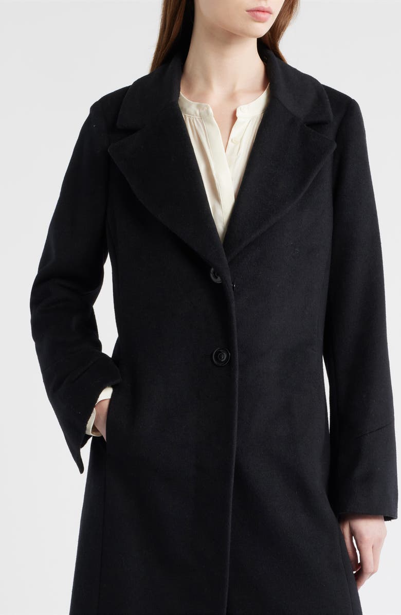 Via Spiga Faux Fur Collar Wool Blend Coat, Alternate, color, Black