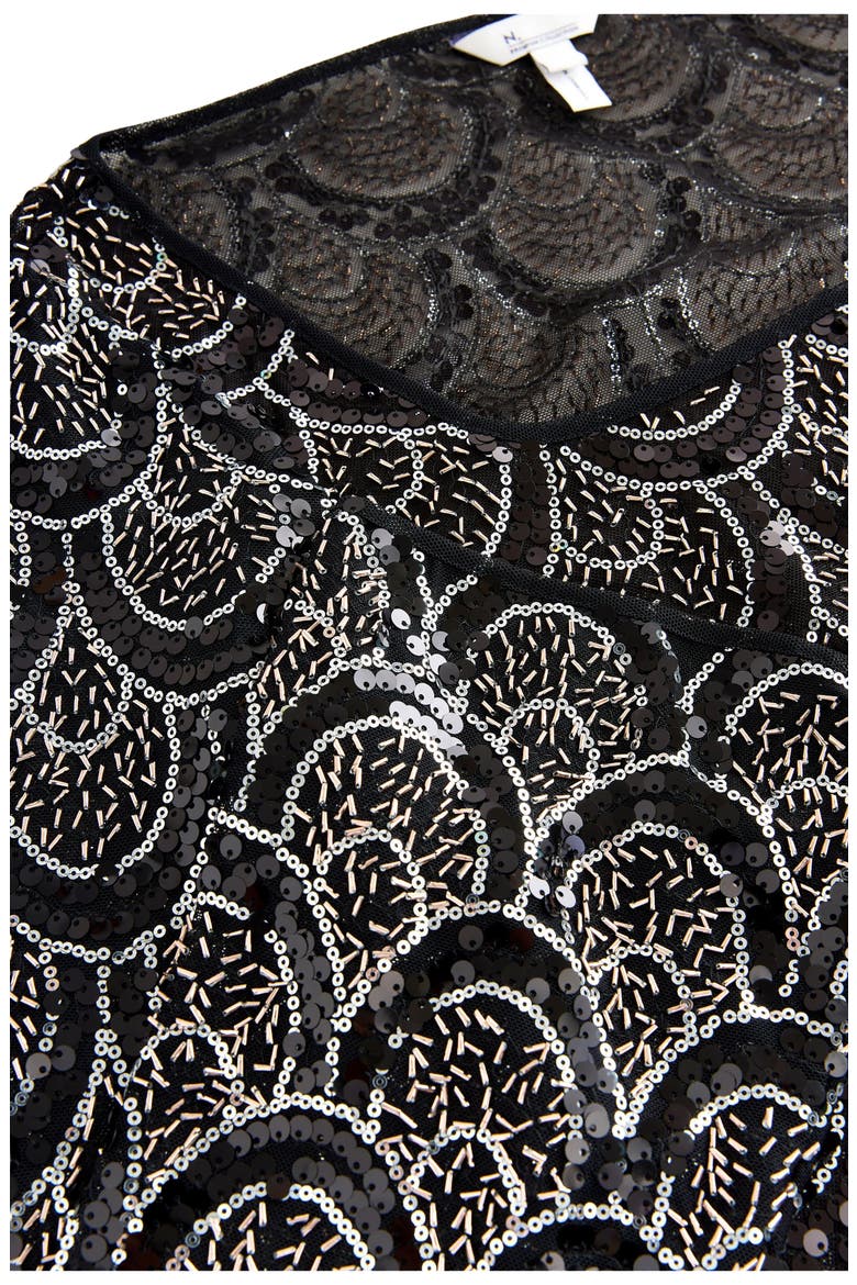 Sequin Geometric Top, Alternate, color, BLACK