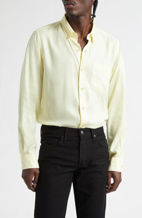 Light Fluid Gabardine Button-Down Shirt