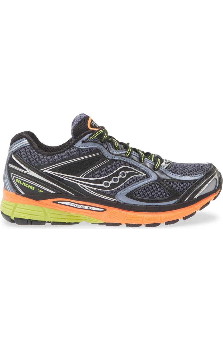 Saucony Kids' ProGrid Guide 7 Sneaker, Alternate, color, Folkstone Black Orange