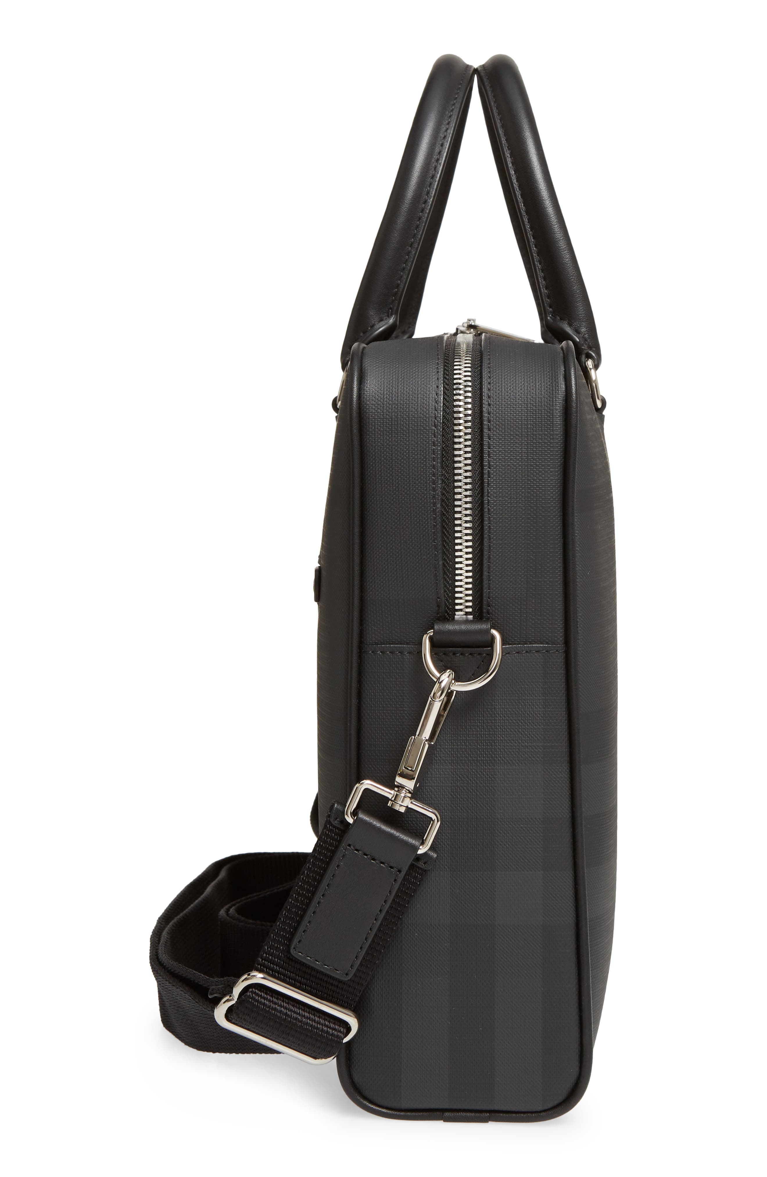 Burberry Ainsworth London Check Coated Canvas & Leather Briefcase, Alternate, color, 