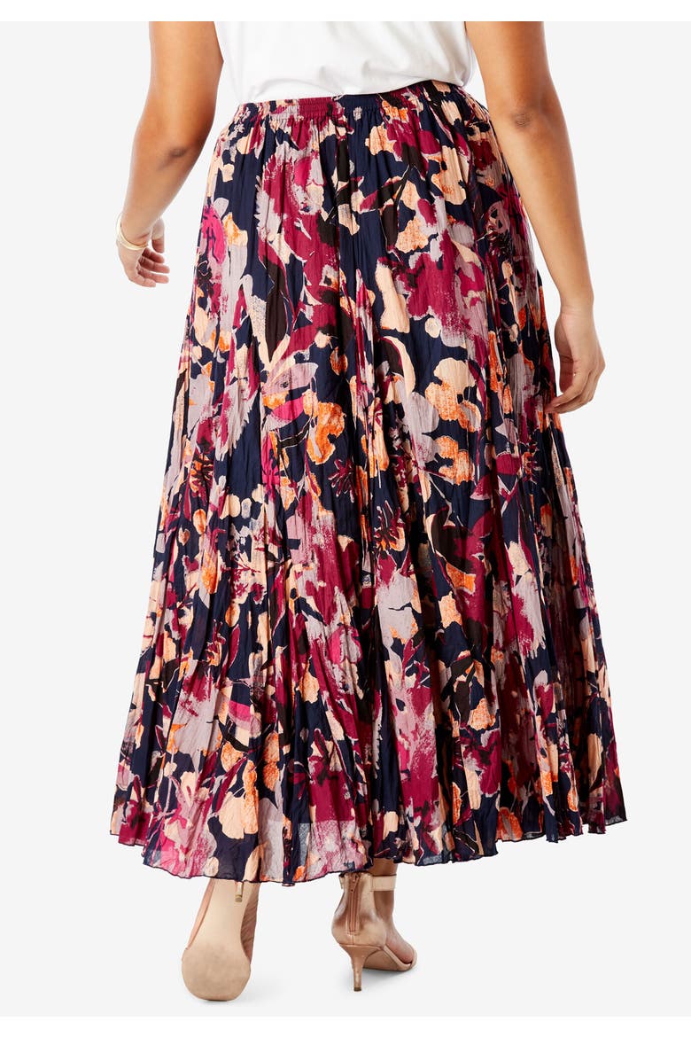 Flowing Crinkled Maxi Skirt, Alternate, color, WHITE