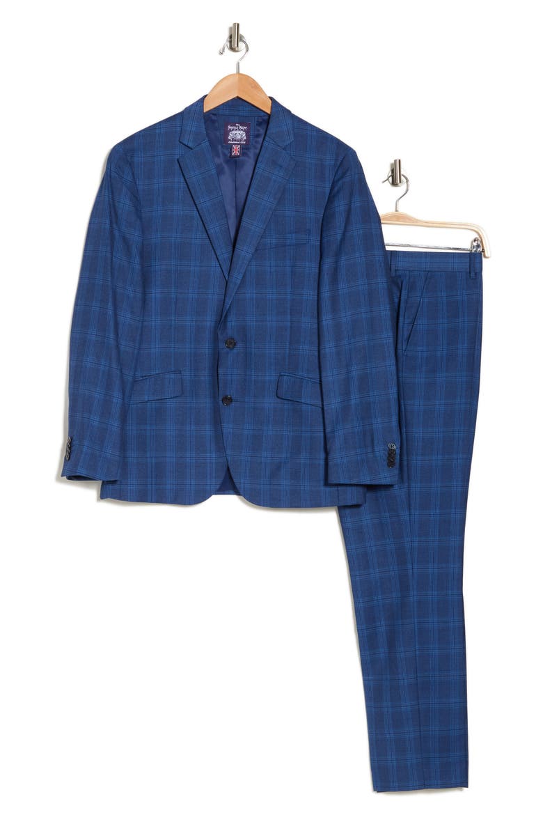 Blue Plaid Suit, Alternate, color, BLUE