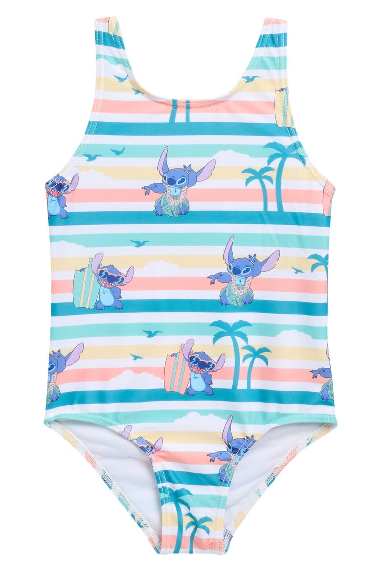 Kids' Disney® Lilo & Stitch One-Piece Swimsuit, Main, color, TEAL MULTI
